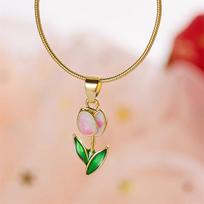 Vintage Elegant Tulip Flower Pendant Necklace for Women Fashion Aesthetic Flowers Clavicle Chain Choker Wedding Party Jewelry