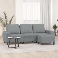 Vidaxl 3-Osobowa Sofa Z Podnóżkiem, Jasnoszara, 180 Cm, Tkaniną