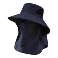 Mesh Wide Brim Summer Sun Hats Quick Dry Fishing Cap with Neck Flap Fisherman Hat with Detachable Face Cover for Men Women