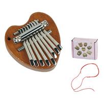 2Pcs Mini Kalimba Thumb Piano 8 Keys Wooden Finger Piano with Lanyard Portable Musical Instrument for Beginners Adults Gift