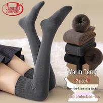 LangSha Women's Fleece-Lined Thick Warm Over-the-Knee Socks for Autumn/Winter One Size