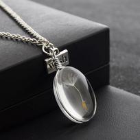 DIY Handmade Natural Dandelion Seeds and Wish Pendant Double-sided Time Dried Flower Necklace Women Long Sweater Chain United States
