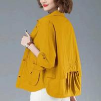 Women's Early Spring and Autumn Thin Cardigan Windbreaker Solid Color Short Section of A Small Person Button Shirt Jacket M
