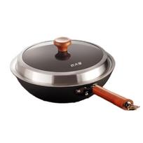 COOKER KING 30cm Cast Iron Flat-Bottom Wok
