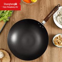 Shangheng 30cm Coating-Free Frosted Stainless Steel Wok
