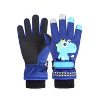 Children's Dinosaur Ski Gloves: Warm, Thick, Five-Finger Design for Primary Students Playing in Snow, Outdoor Activities, and Riding. Extra Large