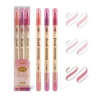 3pcs Twin Marker Pens Painting Brush Retro Color Drawing Fine Liner Water Based Ink Blendable Watercolor Art School Supplies