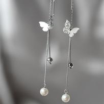 VOQ Boho Butterfly Earrings for Women Super Fairy Long Tassel Ear Line Pearl Earring Chinese Fashion Jewelry