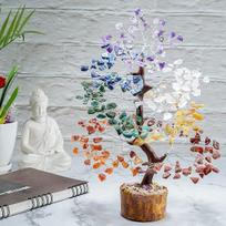 Septynių čakrų natūralūs gydomieji brangakmeniai, krištoliniai bonsai, pinigų medis, skirtas sėkmei, turtui, klestėjimui, namų biuro dekoras Ideali dovana, 300 karoliukų viela