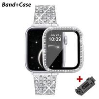 Prabangus deimantinis metalinis dirželis, skirtas Apple Watch Ultra2 49 mm 9 8 7 45 mm, skirtas IWatch serijai 6 5 4 40 mm 42 38 mm nerūdijančio plieno moteriška apyrankė 38mm sidabras