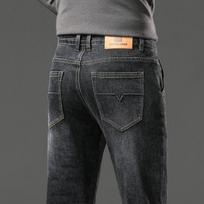 High Quality2024New Jeans Men's Winter Fleece-lined Thickened Slim Fit Straight Casual Long Pants Men's Autumn and Winter 28
