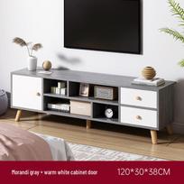 Yijiada Nordic TV stovas ir kavos staliukas: Moderni grindų spinta mažiems butams su medžio masyvo kojomis Assembly Required
