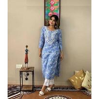 Moterų Bollywood viršutinė tunika Kurta kelnių komplektas Indų dizainerio etninė Kurti suknelė VFP-1860a S