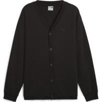 Puma Artisanal Fashion Collection Solid Color Open-Front V-Neck Single-Breasted Knit Sweater Unisex Sweater Black 629967-01 XS