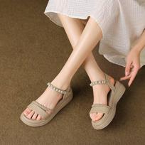 Fashion Sandals for Women Open Toe Platform Pearl Woman Shoes Daily Shoe Sales The Best Casual Sandal 2025 Luxury Low Price Designer Vip 35