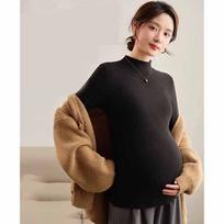Maternity clothing autumn and winter semi-turtleneck double-sided German velvet warm loose and thin trendy bottoming shirt M recommends 85-52.5kg