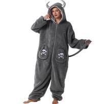 Women's Fleece Pajamas Jumpsuit Warm Sherpa Romper Sleepwear One Piece Zipper Hooded Loungewear Hooded Adult Pajama Jumpsuit Winter Fuzzy Sleepwear M