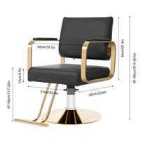 360° besisukanti kirpėjo kėdė, stilisto kėdės salonui, salono kėdė, 200 kg / 440,92 svarų, kirpykloms, namams ir SPA (Juoda+auksinė) juoda