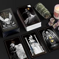 2025 Premium Kaukolė Juoda Tarot Originali Rider Waite Stiliaus Tarot Denka 78 Kortos 12x7CM 400g Kompozitinis Popierius Daugiakalbis PDF Vadovas