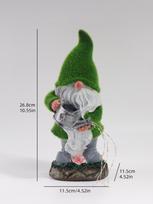 Garden Courtyard Decorative Figurines, Outdoor Plush Gnomes, Solar Powered Watering Fairy Lights, Resin Craft Ornaments