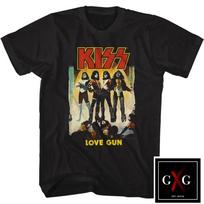 KISS kompaktinės plokštelės viršelis LOVE GUN Oficialūs marškinėliai LG Nauja karta Gene Simmons Paul Stanley Ace Frehley Unisex marškinėliai XXL