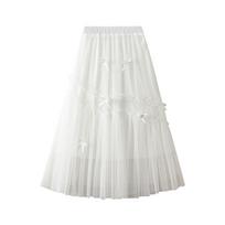 Tulle Skirts for Women A Line Fairy Tiered Skirt Midi High Elastic Waist Long Skirt Layered Flowy Swing Tutu Skirt Women's Mesh High Waist Maxi Skirts One size