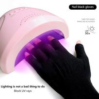 1 Pair Anti UV Black Thin Fingerless Gloves UV Gel Shield Manicure LED Lamp Nail Dryer Salon Protective Nail Art Tool