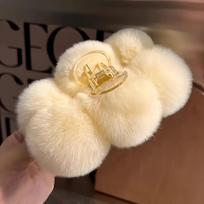 Large Plush Bunny Ear Hair Clip with Fluffy Faux Fur Soft Non-Slip Grip Cute Hair Accessories for Women Winter Fashion Christmas