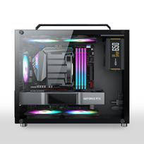 PC case, mid-tower, transparent tempered glass model, micro-ATX, black (mini type)