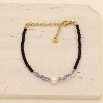 Black Crystal Irregular Pearl Forest-Style Jewelry Set: Korean Fashion Beaded Clavicle Chain