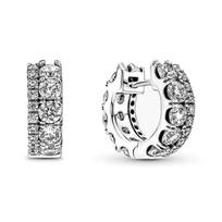 Pandora 925 sidabro pavé rinkinys dvigubo žiedo auskarai Moteriški auskarai 290058C01 Box