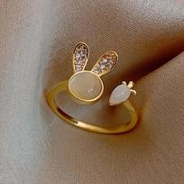 Gold Plated Cat's Eye Rabbit Open Index Finger Ring - European & American Style