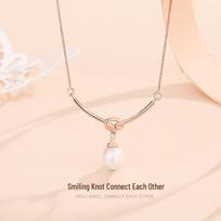Tichia Freshwater Pearl Knot Necklace: 925 Sterling Silver, Elegant Clavicle Design for Women