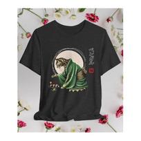 Bengal Cat Tee Kimono Cat Eating Sushi Japan Unisex Short Sleeve T Shirt Boho Chic Yukata Neko Unique Original Design streetwear Slightly Breathable S