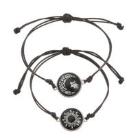 2Pcs/Set Luminous Couple Bracelets Sun Moon Glow in The Dark Charm Bracelet Lovers Romantic Wedding Jewelry Valentine's Day Gift
