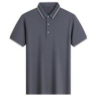 Yuzhaolin Men's Casual Contrast Collar Polo Shirt 175/L pilka