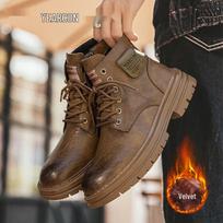 Men's Winter Fleece-Lined Side-Zip Martin Boots 40
