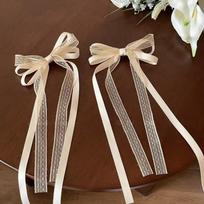 1 Pair Lace Satin Ribbon Bow Edge Clip Pink Blue Hair Accessory Braid Hair Clip Long Tassels Children Bowknot Hairpins