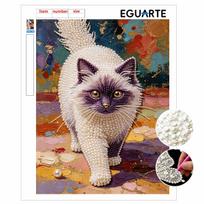 Pearl Painting DIY Kit Frameless Cat Canvas Shiny Bead Art Creative Craft for Bedroom Living Room Decor128 30x40cm