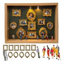 Mini Figurines DIY Mini Museum Box Gold Frames Creative Memory Display Kit  Unique Memories Style-F