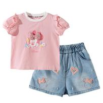 Disney Minnie Mouse Girls' Summer Ice-feel T-shirt & Denim Shorts Set 140/64