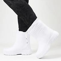 Plus Velvet Cotton Lined Warm Short Tube Lightweight Waterproof Mens Rain Boots for Autumn Winter Wet Weather 40