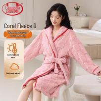 Langsha Winter Warm Coral Fleece Couple's Robe XL