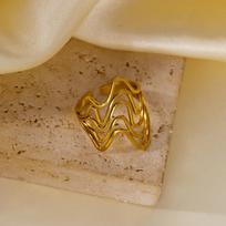 Edgy Abstract Irregular Geometric Stainless Steel Gold Tone Ring for Women Stackable Statement Streetwear Edgy Fashion Jewelry