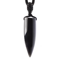 Juodasis Obsidianas Natūralaus akmens pakabukas Crystal Pillar karoliai Lucky Evil Spirits Transport