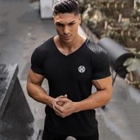 Muscleguys Men's Gym Clothing Summer Fashion Casual Training Comfortable Knitted Short Sleeves Breathable Fitness Tops M