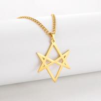 Thelema Unicursal Hexagram Simbolis Nerūdijančio plieno karoliai vyrams Vintage Religija Talismanas Amuletas Papuošalai 60cm