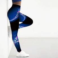 Womens Deep Blue Heart-shaped Butterfly Prints Stretch Yoga Leggings Fitness Running Gym Sports Active Pants XS tamsiai mėlyna spalva