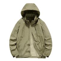 Autumn and Winter Outdoor Casual Jacket Men's Fleece Thickened Removable Hat Windproof Loose Versatile Jacket M