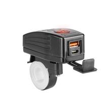 Motociklo USB įkroviklis su voltmetru PD QC3.0 Vairo greito įkrovimo 12/24V Atsparus vandeniui Lizdo adapteris Motociklo priedai handlebar raudona